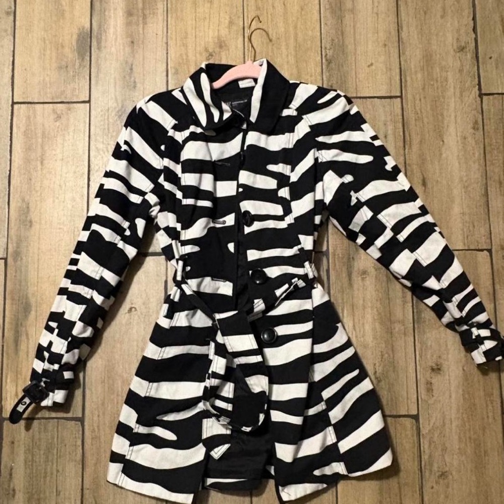 INC International Concepts Zebra Print Trench Coat